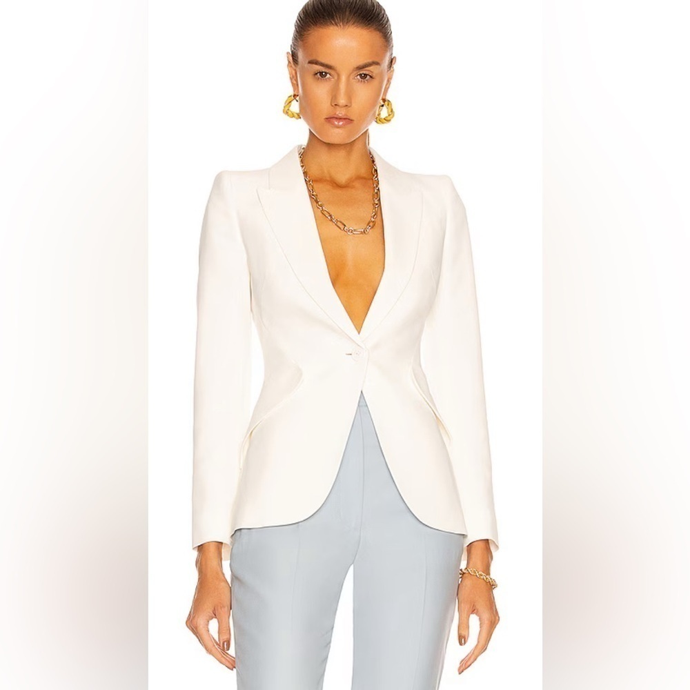 L'AGENCE CHAMBERLAIN ivory white tweed blazer